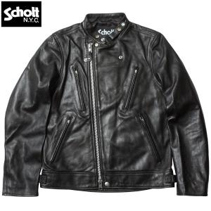 ノベルティープレゼント Schott ショット #3101048 NEW ダブルブレスト ライダースジャケット メンズ 黒 ブラック ラムレザージャケット 羊革 本革ジャン｜seabees