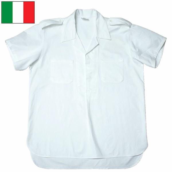 イタリア軍 MMI プルオーバーシャツ 半袖 ホワイト デッドストック JS172NN 実物ミリタリ...