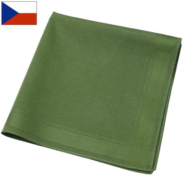 メール便可 チェコ軍 ハンカチ 40×40cm オリーブ デッドストック EE687NN 実物ミリタ...