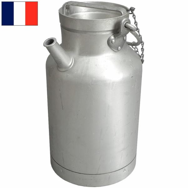 フランス軍 アルミ ミルク缶 10L USED ZEE609UN 実物ミリタリー シルバー 容器 タ...