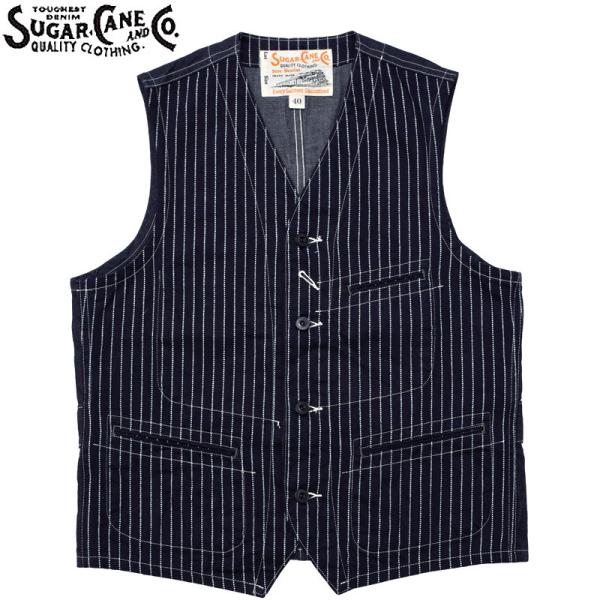 SUGARCANE シュガーケーン #SC12654 9oz. ウォバッシュストライプ ワークベスト...