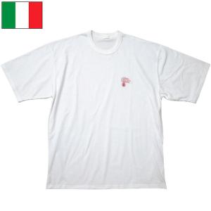 1点ならメール便可 イタリア軍 カラビニエリ 半袖Tシャツ ホワイト デッドストック JT062NN クルーネック 丸首 ワイド オーバーサイズ ビッグシルエット｜seabees