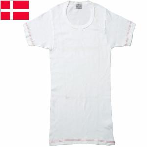 1点ならメール便可 デンマーク軍 半袖Tシャツ ホワイト デッドストック JT066NN アンダーシャツ カットソー ショートスリーブ 細身 タイト フィット 白｜seabees