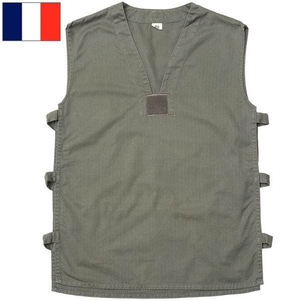 メール便可 フランス軍 GAOベスト オリーブ HBT USED JS191UN ノースリーブ Vネ...