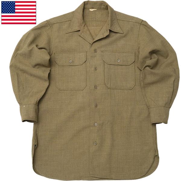 米軍 M37 ウールシャツ 長袖 カーキ USED アメリカ軍 GI 陸軍 ARMY WW2 M-3...