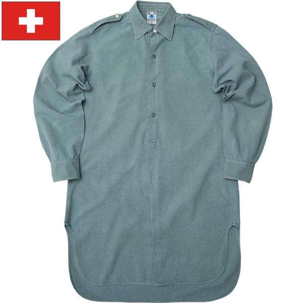 スイス軍 グランパシャツ 長袖 ロング丈 USED JS202UN プルオーバー ロングスリーブ ブ...