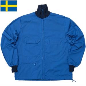 スウェーデン軍 ブルー ジムジャケット デッドストック JJ345NN SWD フィジカル ジャージ スポーツ ランニング ジョギング 薄手 ライトウェイト ポリコットン｜seabees