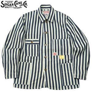 ノベルティープレゼント SUGAR CANE シュガーケーン #SC15305 HEADLIGHT×FICTION ROMANCE NOS 7oz.1/2 インディゴ ストライプ ワークコートメンズ 男性｜seabees