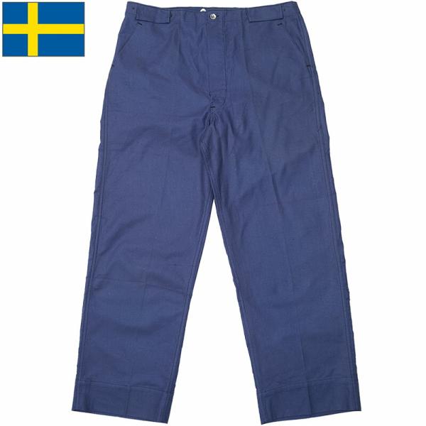 スウェーデン軍 メカニックパンツ ネイビー 2ポケット デッドストック SWD ワークパンツ ワイド...