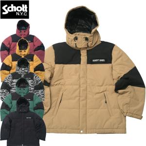 Schott ショット #7822253001(3122069) クラシック ツートーン ダウン ジャケットメンズ 男性 アウター 2トーン ツートン カジュアル アメカジ フード｜seabees