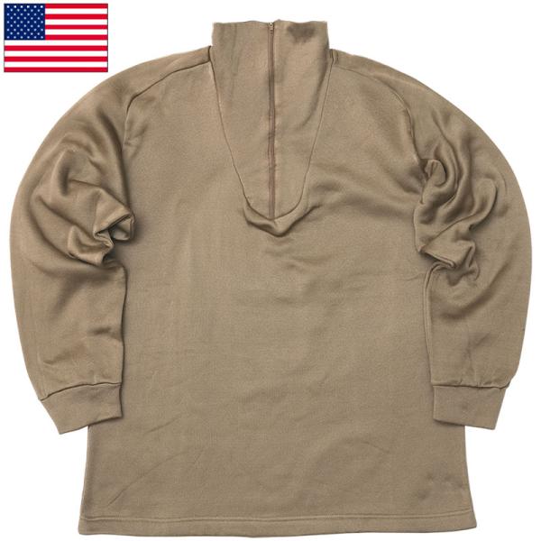 米軍 コールドウェザー ハーフジップ アンダーシャツ ブラウン デッドストック JU077NN アメ...