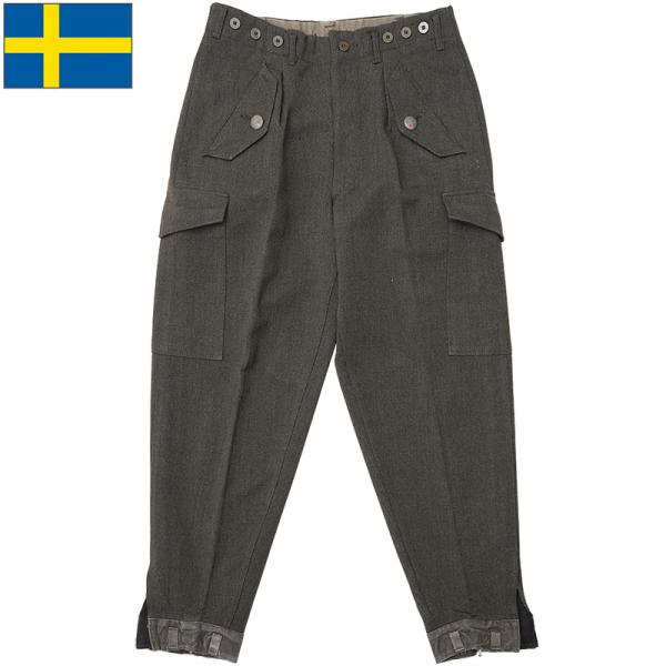 スウェーデン軍 ギャバジンウール カーゴパンツ フラップ付き USED PP416UN SWD コン...