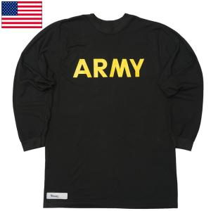 1点ならメール便可 米軍 ARMY APFU トレーニング Tシャツ 長袖 ブラック USED JU082UN アメリカ軍 米陸軍 GI US スポーツ ランニング ジョギング フィットネス｜seabees