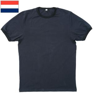 オランダ軍 リンガーTシャツ 半袖 ネイビー デッドストック JT070NN