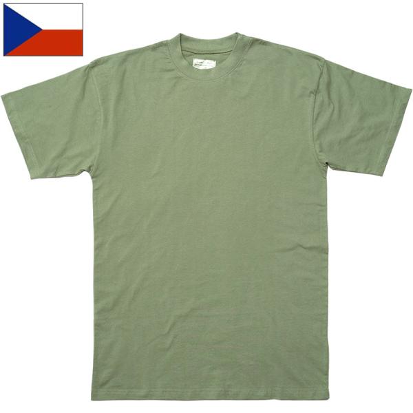 メール便可 チェコ軍 トレーニング Tシャツ 半袖 グリーン デッドストック JT071NN スポー...