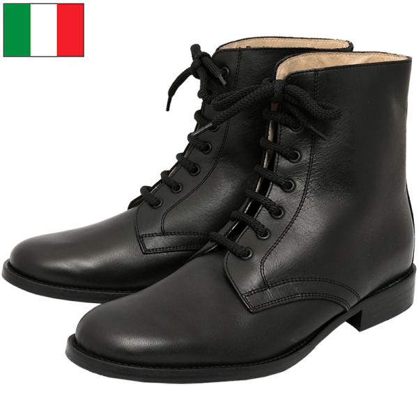イタリア軍 MM レザー アンクルブーツ ブラック デッドストック FB073NN 本革 本皮 ショ...