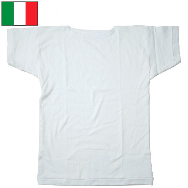 メール便可 イタリア軍 MM ボートネック 半袖Tシャツ ホワイト デッドストック JT059NN ...