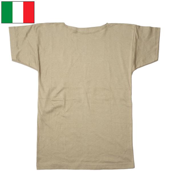 メール便可 イタリア軍 MM ボートネック 半袖Tシャツ サンドベージュ デッドストック JT060...