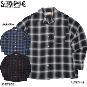 ノベルティープレゼント SUGAR CANE シュガーケーン #SC29120 長袖 レーヨン オンブレチェック オープンシャツメンズ 男性 トップス ロングスリーブ アメカジ｜seabees