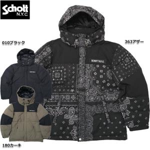 75%OFF！■Schott ショット #7823253002 ツートーン ダウンジャケットメンズ 男性 アウター 2トーン ツートン カジュアル アメカジ フード付き ダウンパーカー
