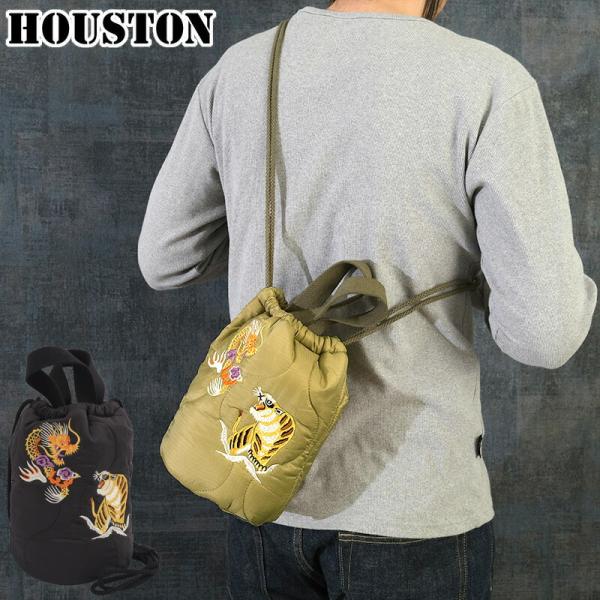 HOUSTON ヒューストン #6845 刺繍 キルティングエフェクトバッグ『JAPAN』カバン 鞄...