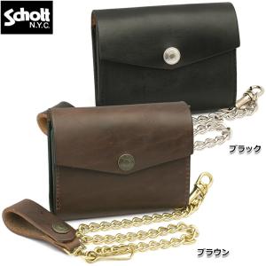 Schott ウォレットチェーン付きレザー2つ折り財布 sanshin_230321-3109057