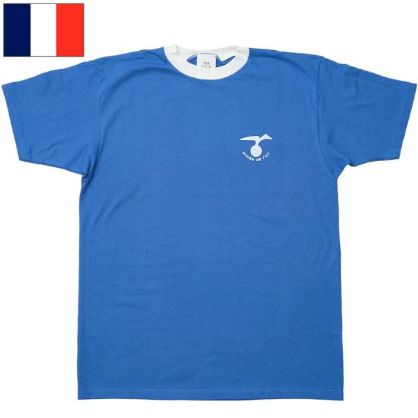 1点ならメール便可 フランス軍 AF トレーニングTシャツ 半袖 ブルー デッドストック JT004...