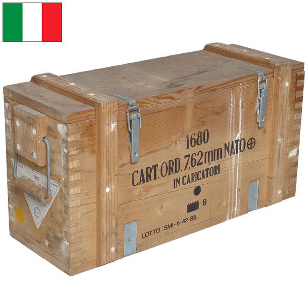 イタリア軍 アムニッション ウッドボックス 7.62mm USED BX204UN &lt;BR&gt;アンモボ...