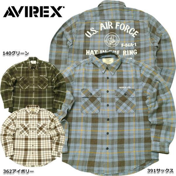 50%OFF！■AVIREX アビレックス #7834220002 長袖 チェック エンブロイダリー...