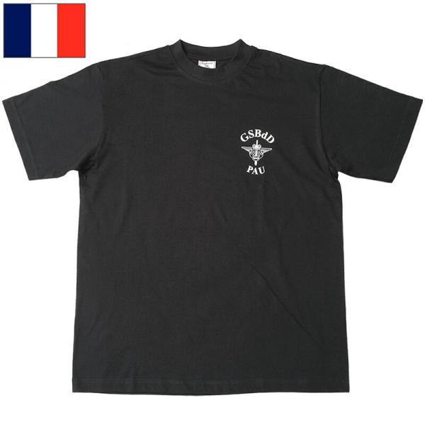 メール便可 フランス GSBdD 半袖Tシャツ ブラック デッドストック JT076NN 防衛基地支...