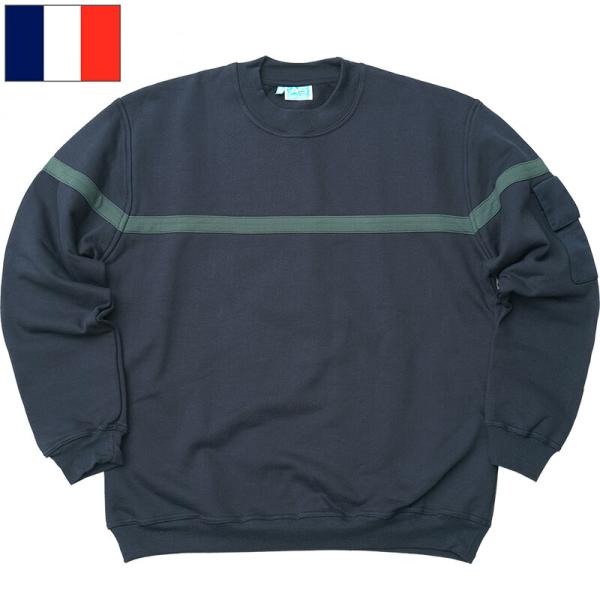 フランス ポリス スウェットシャツ ネイビー グリーンライン デッドストック JS229NN トレー...