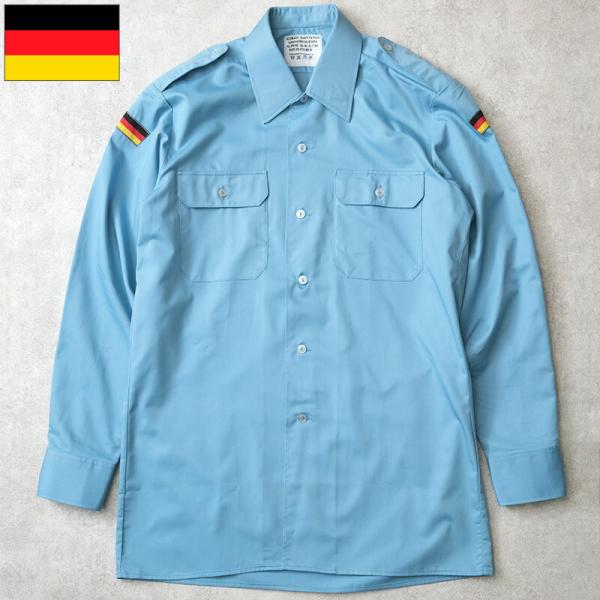 ドイツ軍 マリーン フィールドシャツ 長袖 ポリコットン ブルー デッドストック JS210NN ド...