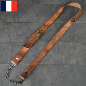 フランス軍 レザーベルト 2ピンバックル ブラウン デッドストック