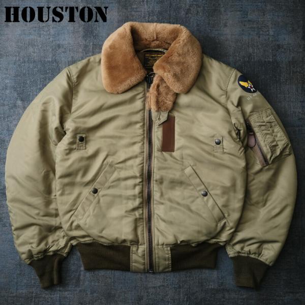 HOUSTON ヒューストン #5001C B-15B フライトジャケット B15B ムートン襟付き...