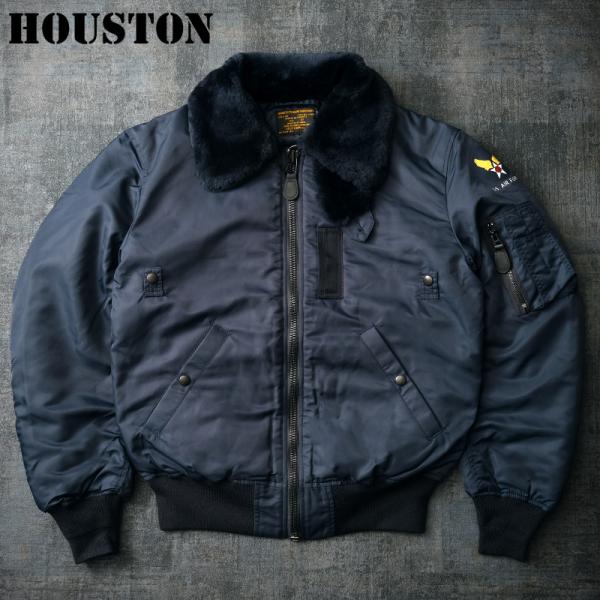 HOUSTON ヒューストン #5002C B-15C フライトジャケット B15C ムートン襟付き...