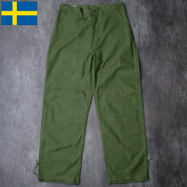 スウェーデン軍 ワークパンツ コットンツイル シンチバック グリーン デッドストック PP475NN...