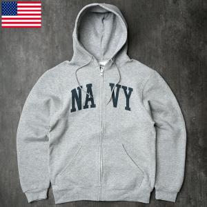 米軍 U.S.NAVY フルジップ スウェットパーカー ネイビー NAVYロゴ NAVY