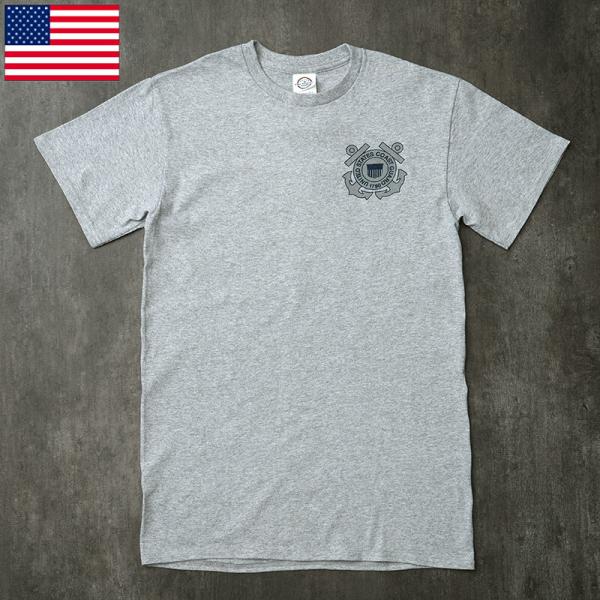 メール便可 アメリカ沿岸警備隊 USCG 半袖Tシャツ 杢グレー ロゴプリント デルタアパレル製 デ...