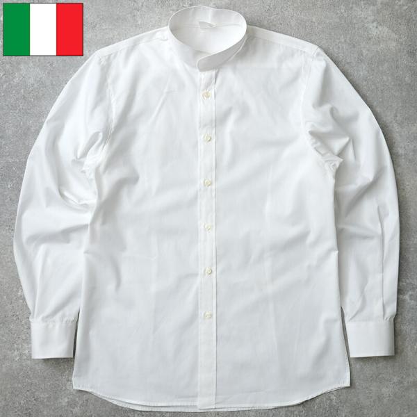 イタリア軍 MM カッターシャツ スタンドカラー 長袖 ホワイト デッドストック JS232NN 海...