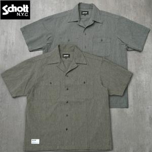 Schott N.Y.C（ショット） Schott ワーク シャツ 半袖 チェーン 刺繍
