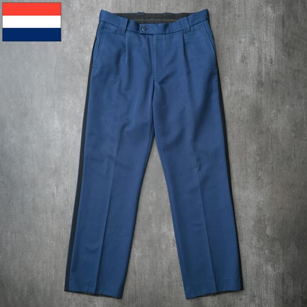 オランダ ポリス サイドライン ドレスパンツ ブルー 厚手 USED PP467NN 警察 POLI...