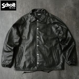 Schott ショット #7825950054 レザーコーチジャケット レザージャケット メンズ 男性 黒 ブラック カウレザー 牛革 本革 革ジャン 皮 アウター カジュアル