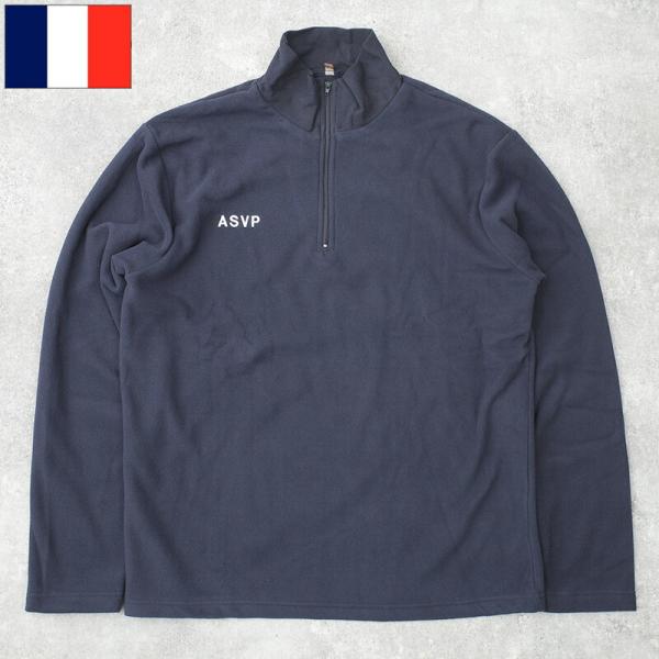 フランス ASVP ハーフジップ フリースシャツ ネイビー #1510 デッドストック プルオーバー...