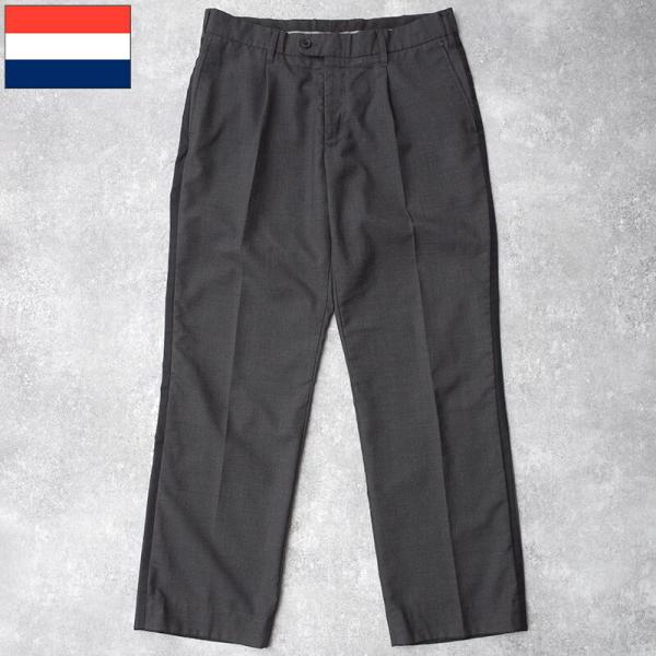 オランダ軍 サイドライン ドレスパンツ チャコール 薄手 メンズ USED PP492NN ワンタッ...