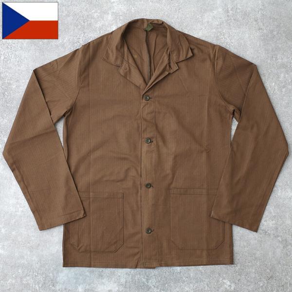 チェコ軍 メカニック ワークジャケット 腰2ポケット HBT ブラウン デッドストック JJ408N...
