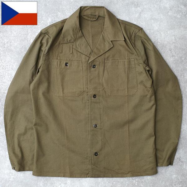 チェコ軍 メカニック ワークジャケット 胸2ポケット ツイル オリーブ デッドストック JJ408N...