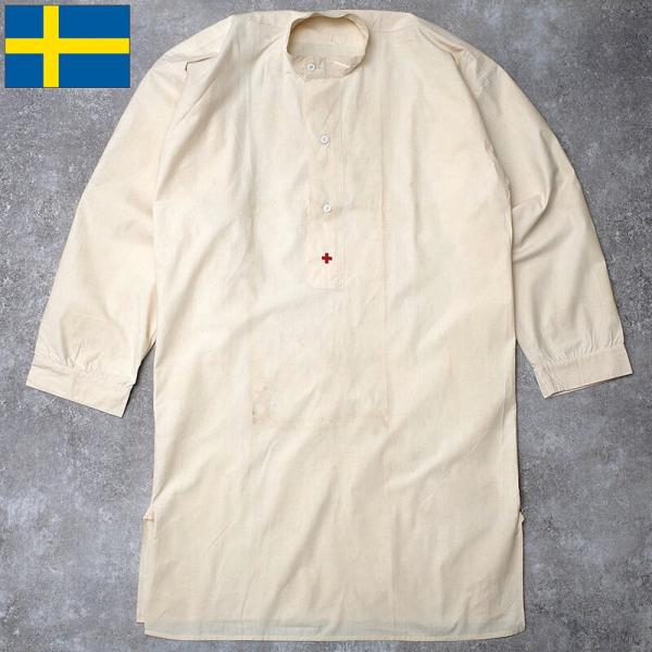 スウェーデン軍 ホスピタルシャツ ロング丈 キナリ レッドクロス デッドストック SWD メディカル...