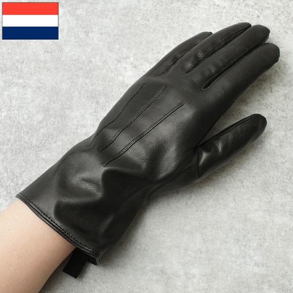 メール便可 オランダ軍 レザーグローブ ブラック デッドストック GG059NN KL 手袋 ウィン...