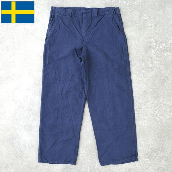 スウェーデン軍 メカニック ワークパンツ コットンツイル ネイビー 2ポケット アルミボタン USE...