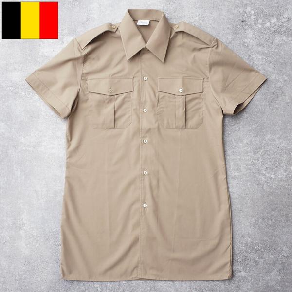 ベルギー軍 オフィサーシャツ カーキ 半袖 デッドストック JS240NN アーミー ショートスリー...